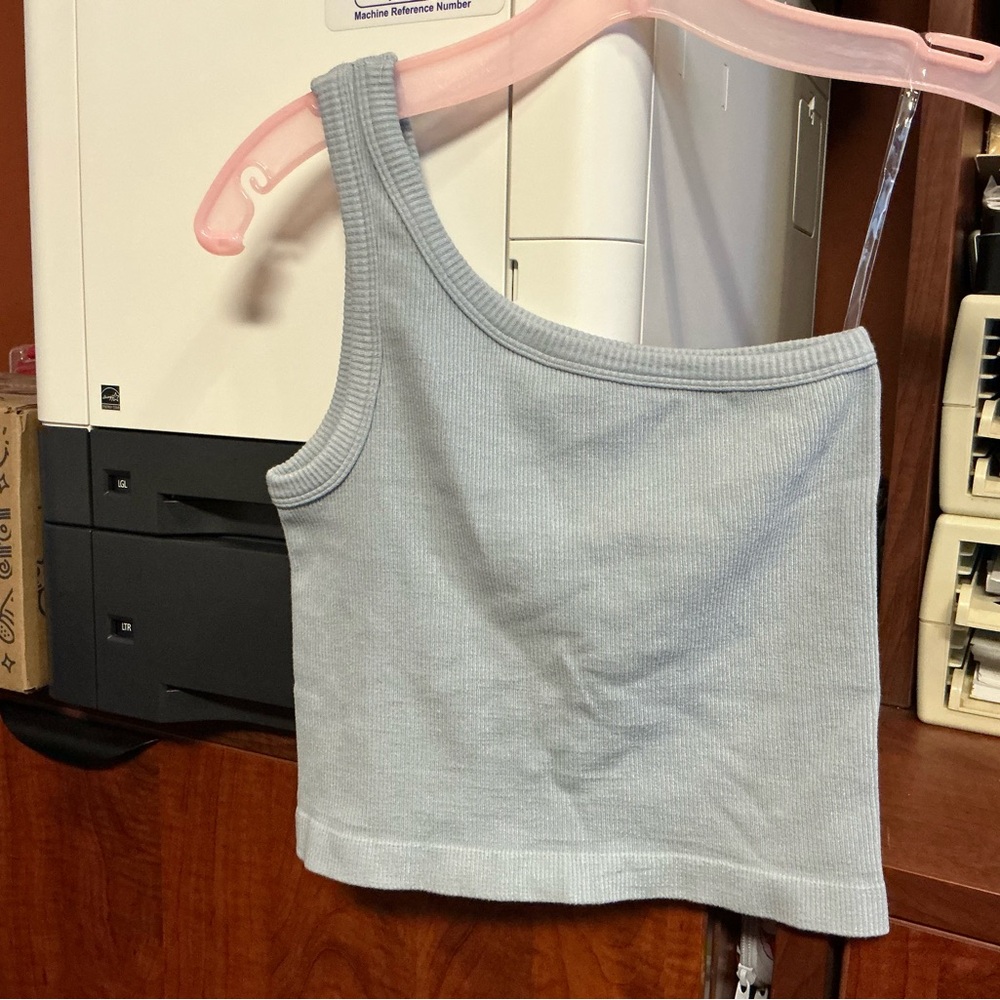 Gray One-Shoulder Ribbed Brami